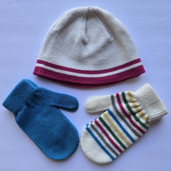 Xhiliration Toddler Knit Beanie and 2 Prs Knit Mittens - Picture 1 of 1